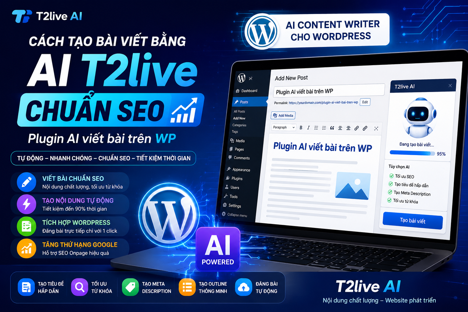 T2live AI – Plugin AI viết bài trên WordPress chuẩn SEO