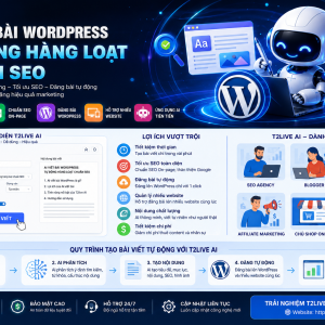 AI Viết Bài WordPress Tự Động Hàng Loạt Chuẩn SEO – Giải Pháp Tạo Nội Dung Thông Minh Với T2live AI Trong thời đại AI phát triển mạnh mẽ, việc sản xuất nội dung không còn là công việc mất hàng giờ nghiên cứu và viết thủ công. Chỉ với vài thao tác đơn giản, AI viết bài WordPress có thể tạo ra hàng trăm bài viết chất lượng, tối ưu SEO và đăng trực tiếp lên website. Đối với doanh nghiệp, blogger, SEOer, Affiliate Marketing hay chủ cửa hàng online, việc duy trì nội dung đều đặn là yếu tố quan trọng để tăng lượng truy cập từ Google. Tuy nhiên, thuê đội ngũ Content Writer vừa tốn chi phí vừa mất nhiều thời gian. Đó là lý do T2live AI Content Writer ra đời. Đây là giải pháp giúp tự động viết bài, tối ưu SEO, đăng lên nhiều website WordPress cùng lúc và hỗ trợ xây dựng hệ thống nội dung bền vững.AI viết bài AI Content Writer Plugin AI WordPress Plugin viết bài tự động WordPress AI AI tạo nội dung AI SEO Content Marketing AI Marketing AI Agent Viết bài chuẩn SEO Plugin SEO WordPress Tự động đăng bài SEO Website AI tạo blog AI tạo mô tả sản phẩm AI tạo bài viết bán hàng AI tạo Landing Page AI tạo nội dung website Công cụ AI cho doanh nghiệp